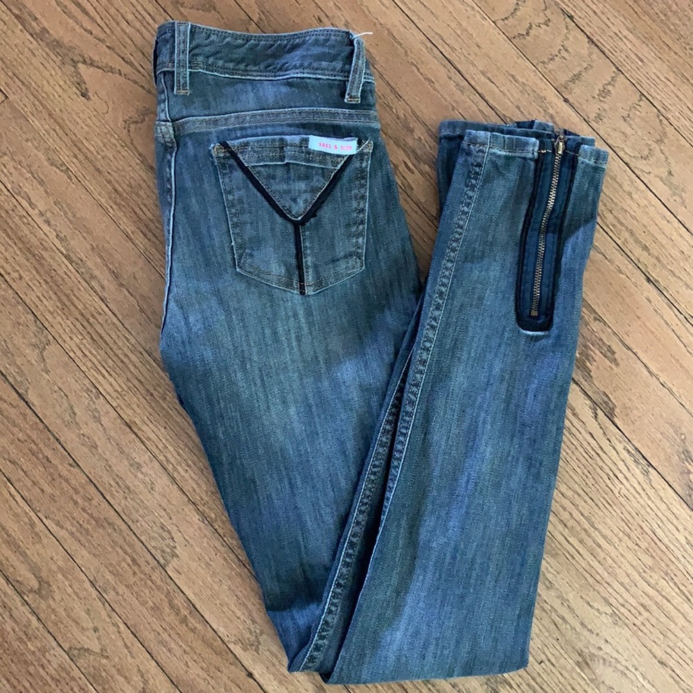 Sass & Bide Sydney retro low rise skinny jeans w zipper cuff details